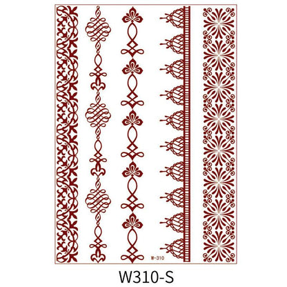 Reddish-Brown 3D Waterproof Henna Tattoo Sticker Collection (1)
