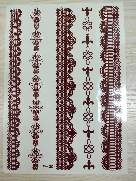 Reddish-Brown 3D Waterproof Henna Tattoo Sticker Collection (5)