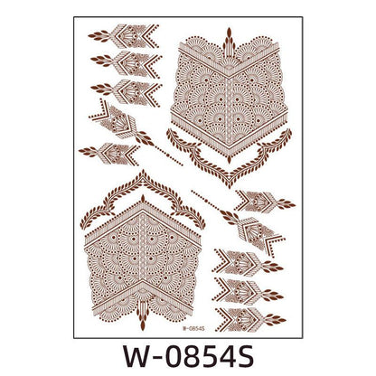 Reddish-Brown 3D Waterproof Henna Tattoo Sticker Collection (7)