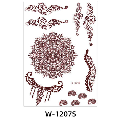Reddish-Brown 3D Waterproof Henna Tattoo Sticker Collection (7)