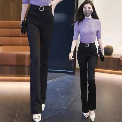 High Waist Slim Suit Flared Pants