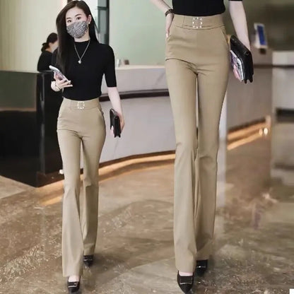 High Waist Slim Suit Flared Pants