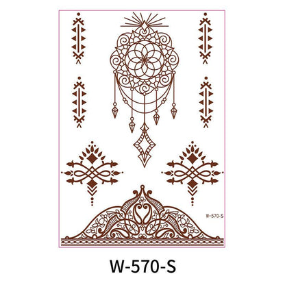 Reddish-Brown 3D Waterproof Henna Tattoo Sticker Collection (5)