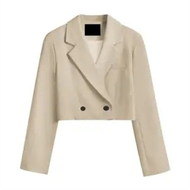 Slim Design High-Waisted Cropped Lapel Blazer