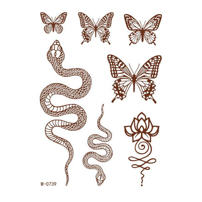Reddish-Brown 3D Waterproof Henna Tattoo Sticker Collection (5)