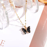 HANJI(All-22) Simple Gradient Colorful Butterfly NecklaceAccessory-22) Simple Gradient Colorful Butterfly Necklace