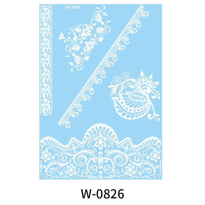 HANJIWhite Lace 3D Waterproof Henna Tattoo Sticker Collection (2)AccessoryWhite Lace 3D Waterproof Henna Tattoo Sticker Collection (2)