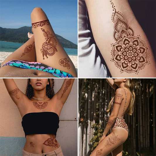 Reddish-Brown 3D Waterproof Henna Tattoo Sticker Collection (5)