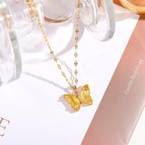 HANJI(All-22) Simple Gradient Colorful Butterfly NecklaceAccessory-22) Simple Gradient Colorful Butterfly Necklace