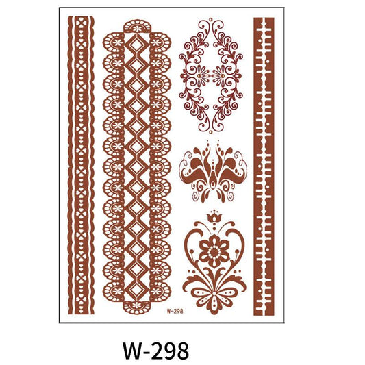 Reddish-Brown 3D Waterproof Henna Tattoo Sticker Collection (1)