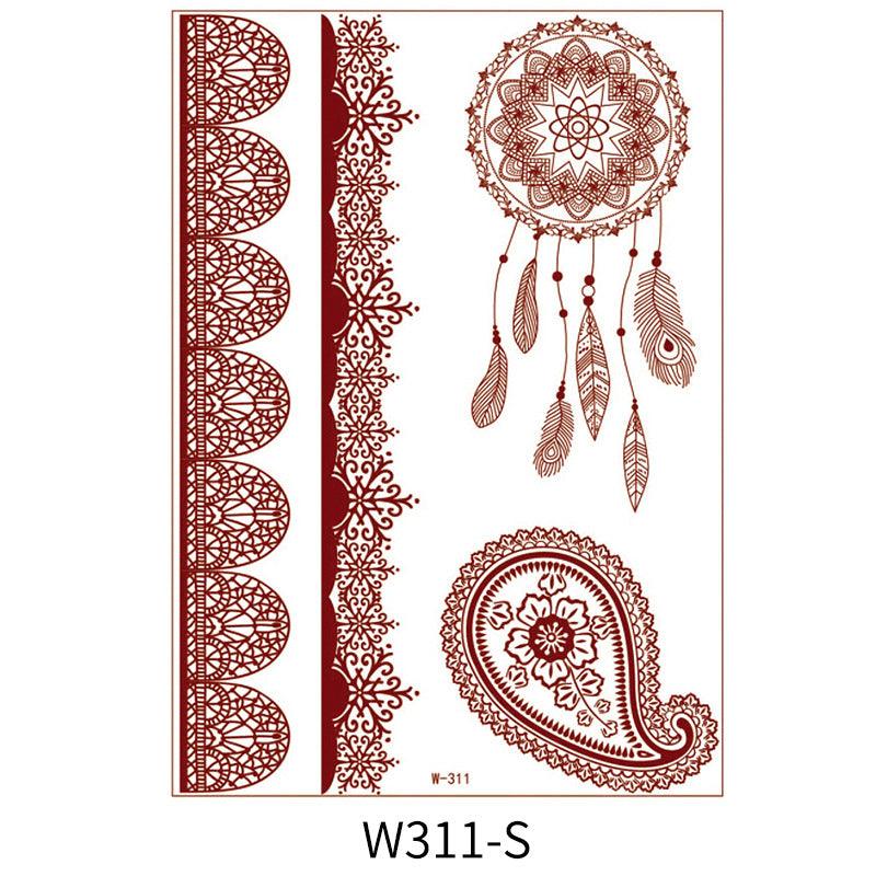 Reddish-Brown 3D Waterproof Henna Tattoo Sticker Collection (1)