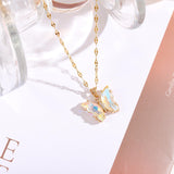 HANJI(All-22) Simple Gradient Colorful Butterfly NecklaceAccessory-22) Simple Gradient Colorful Butterfly Necklace