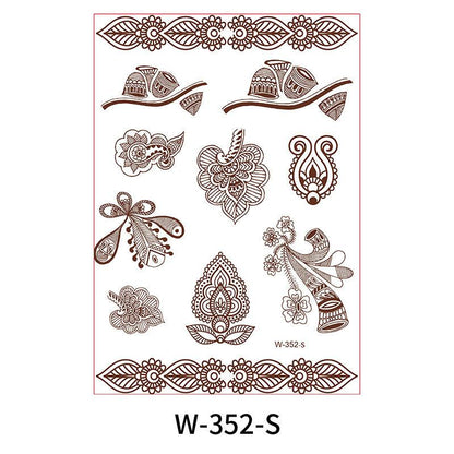 Reddish-Brown 3D Waterproof Henna Tattoo Sticker Collection (4)
