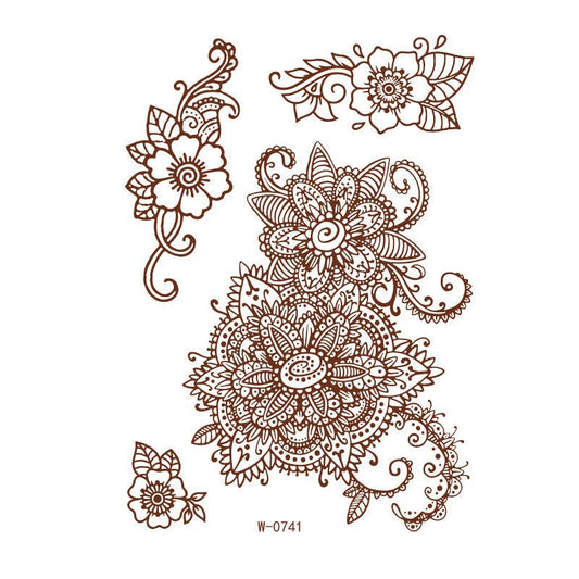 Reddish-Brown 3D Waterproof Henna Tattoo Sticker Collection (6)