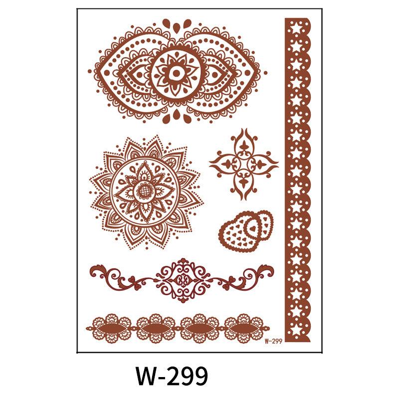 Reddish-Brown 3D Waterproof Henna Tattoo Sticker Collection (1)
