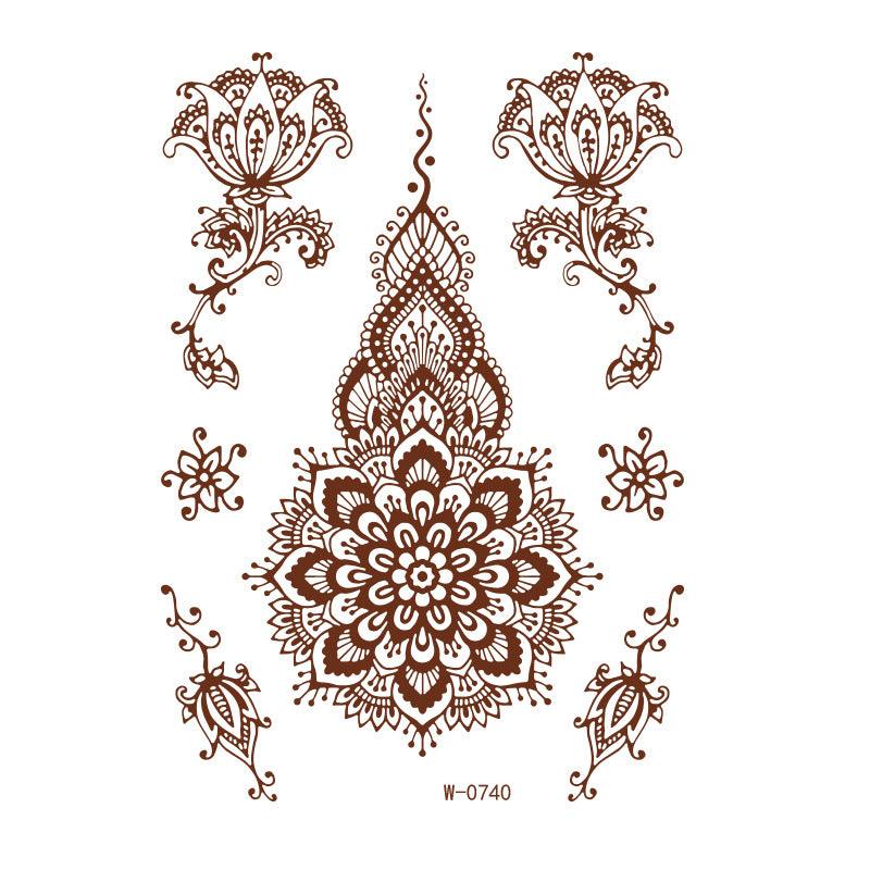 Reddish-Brown 3D Waterproof Henna Tattoo Sticker Collection (5)